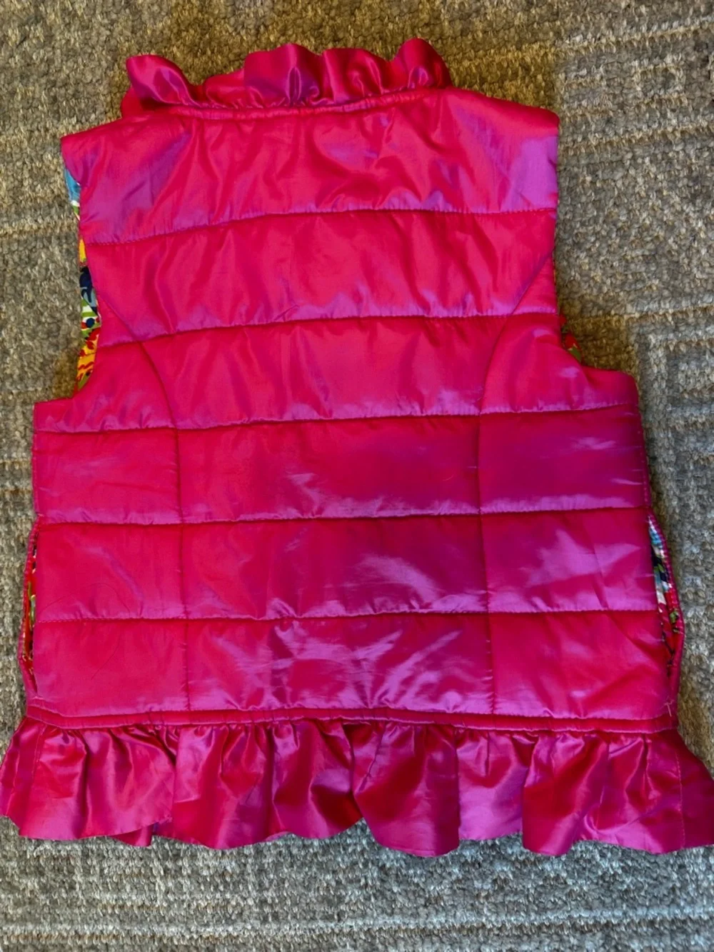 VGUC Lilly Pulitzer Hot Pink Quilted Vest size XS 2/3